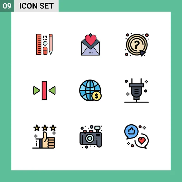 Universal Icon Symbols Group Modern Filledline Flache Farben Der Welt — Stockvektor