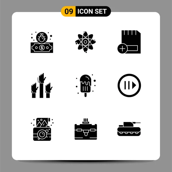 Universal Icon Symbols Group Modern Solid Glyphs Επιδόρπιο Υπάλληλος Κάρτα — Διανυσματικό Αρχείο