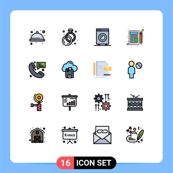 Stock Vector Icon Pack Líneas Signos Símbolos Para Contacto Chat — Archivo Imágenes Vectoriales