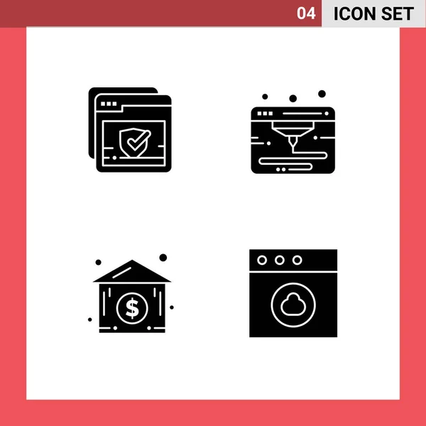 Universal Icon Symbols Gruppo Moderni Glifi Solidi Controllo Immobiliare Web — Vettoriale Stock