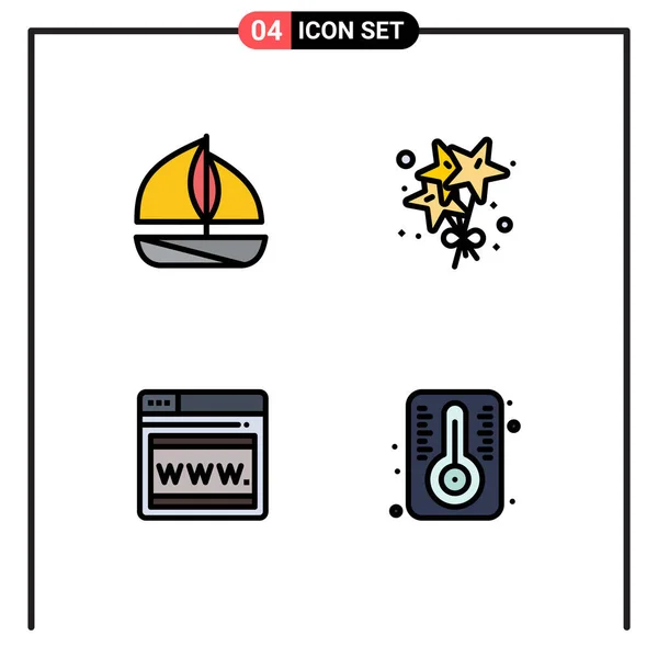 Kreatywne Ikony Nowoczesne Znaki Symbole Plaży Stopień Urodziny Seo Termometr — Wektor stockowy