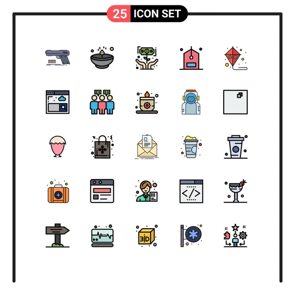 2015 Filled Line Flat Color Pack Universal Symbols Counter Check — 스톡 벡터