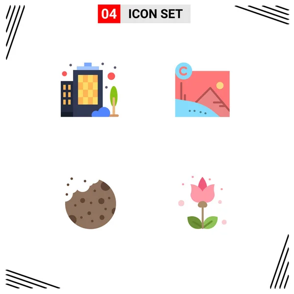 Flat Icon Pack Símbolos Universais Construção Sobremesa Arte Direitos Autorais — Vetor de Stock
