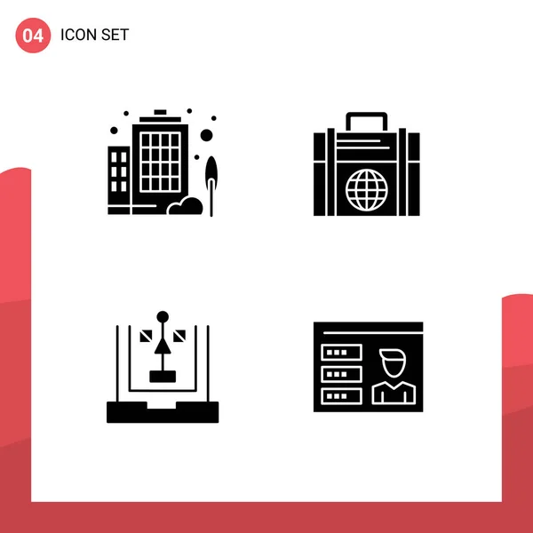 2014 Mobile Interface Solid Glyph Set Pictograms Building Development Business — 스톡 벡터