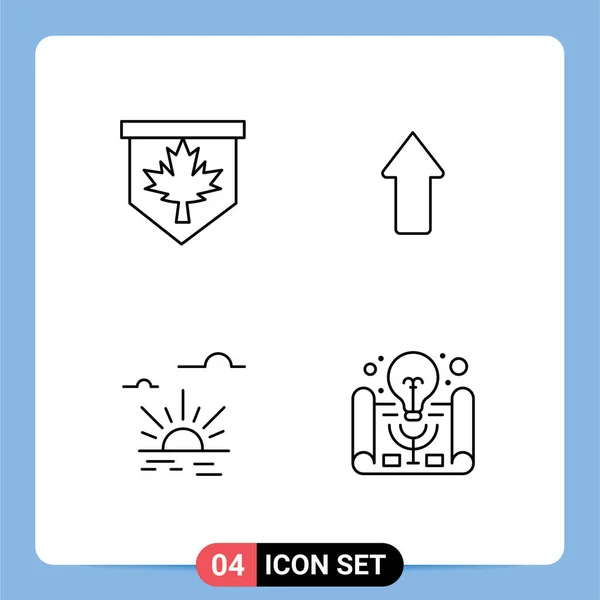 Mobile Interface Line Set Mit Piktogrammen Von Tag Helligkeit Zeichen — Stockvektor