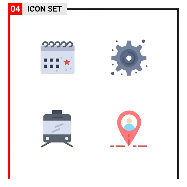 Set Modern Icons Sysymbols Signs Calendar Transport Night Gear Map — Archivo Imágenes Vectoriales