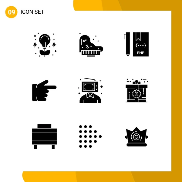 Creative Icons Modern Signs Sysymbols Digital Content Develop Right Finger — Vector de stock