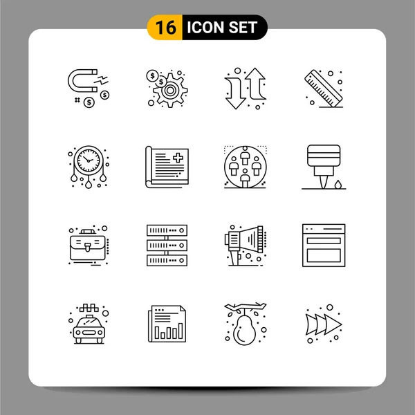 Universal Icon Σύμβολα Ομάδα Σύγχρονα Περιγράμματα Διακοσμούν Σπίτι Χρόνο Βέλος — Διανυσματικό Αρχείο
