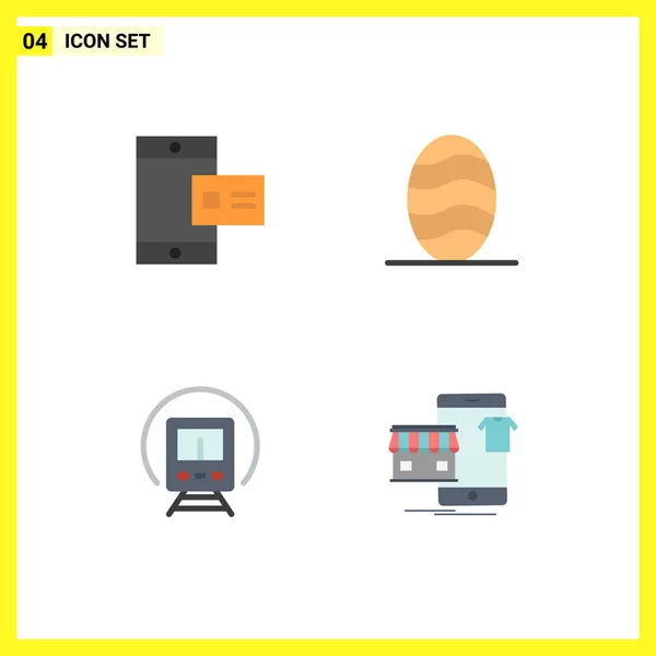 User Interface Pack Basic Flat Icons Mobile Tramway Profile Food — Stock Vector