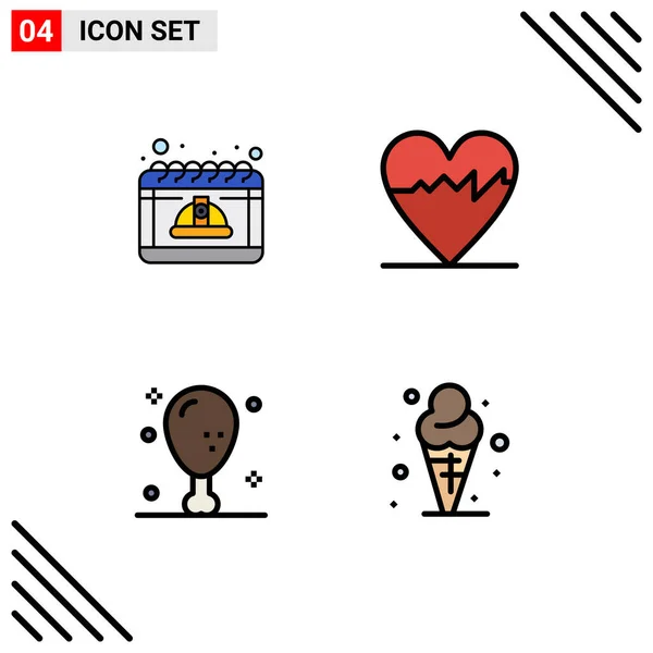 Set Modern Icons Sysymbols Signs Calendar Food May Heart Leg — Vector de stock