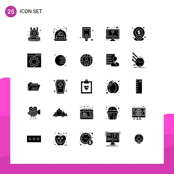 Set Von Modernen Symbolen Symbole Zeichen Für Pin Dollar Ankündigung — Stockvektor