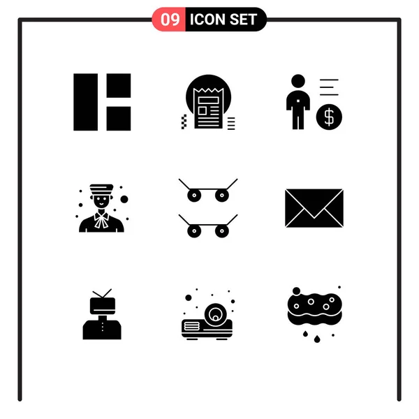 Set Modern Icons Sysymbols Signs People Bell Web Avatar Money — Vector de stock