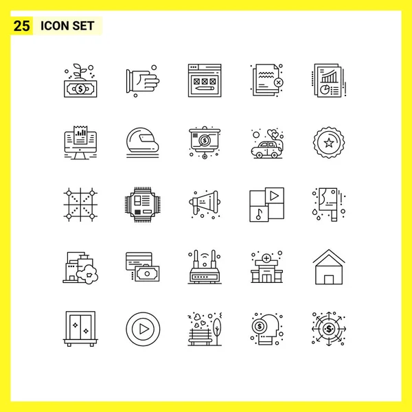 Pictogram Set Simple Lines Security File Office Deny Website Editable — Stock Vector
