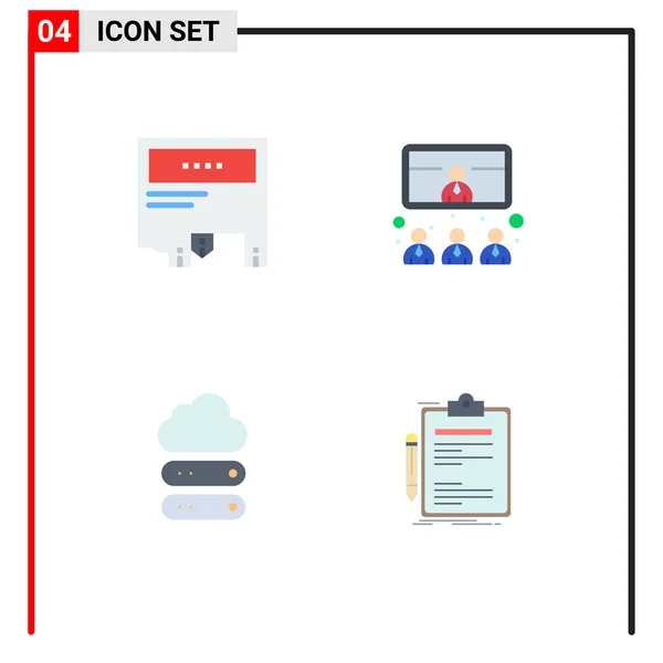 Creative Icons Modern Jelek Szimbólumok Hirdetés Videó Üzenet Konferencia Felhő — Stock Vector