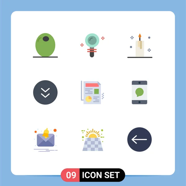 Universal Icon Symbols Group Modern Flat Colors Document Candle Circle — Stockvektor