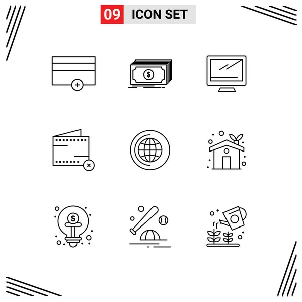 Set Modern Icons Symbols Signs Money Commerce Money Close Imac — Stock Vector