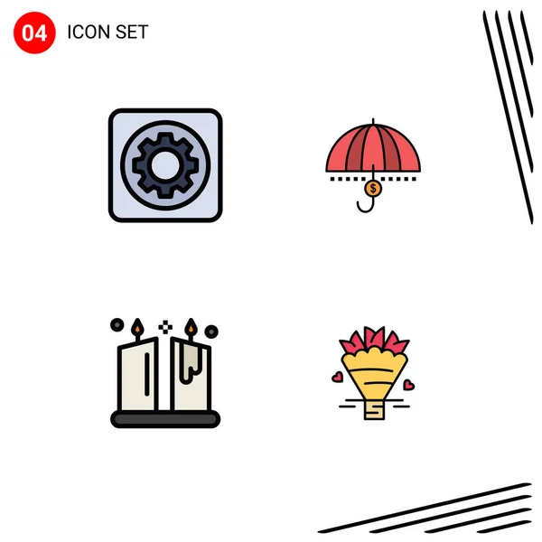 Set Modern Icons Sysymbols Signs Gear Protection Setting Finance Security — Vector de stock