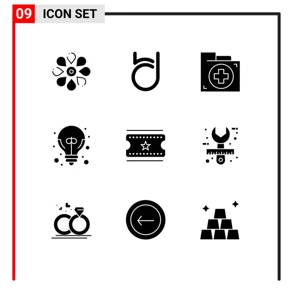 Set Commercial Solid Glyphs Pack Great Idea Excellent Idea Crypto — Stock Vector