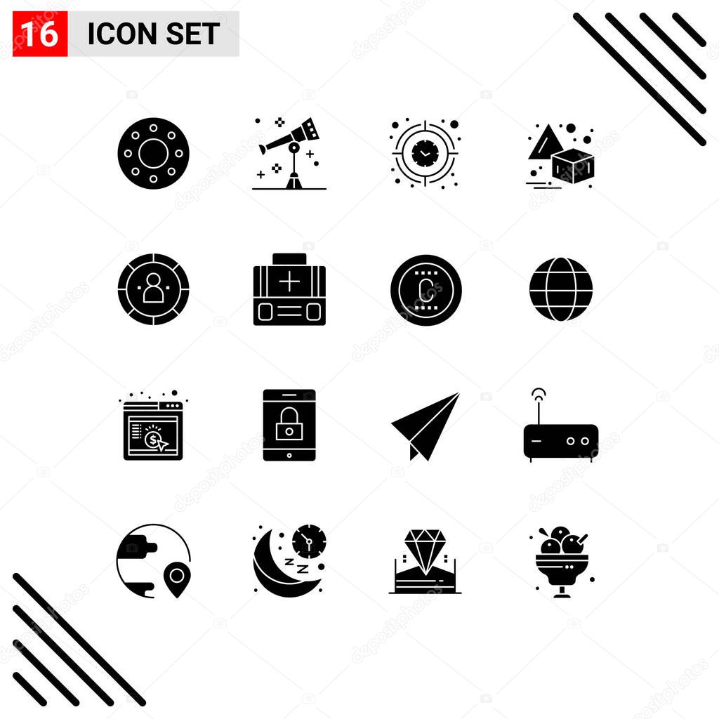 Stock Vector Icon Pack of 16 Line Signs and Symbols for efficiency, chart, focus, transform, flip Editable Vector Design Elements