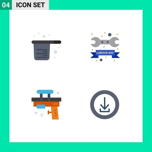 Creative Icons Modern Signs Sysymbols Baking Day Cups Repair Gun — Vector de stock