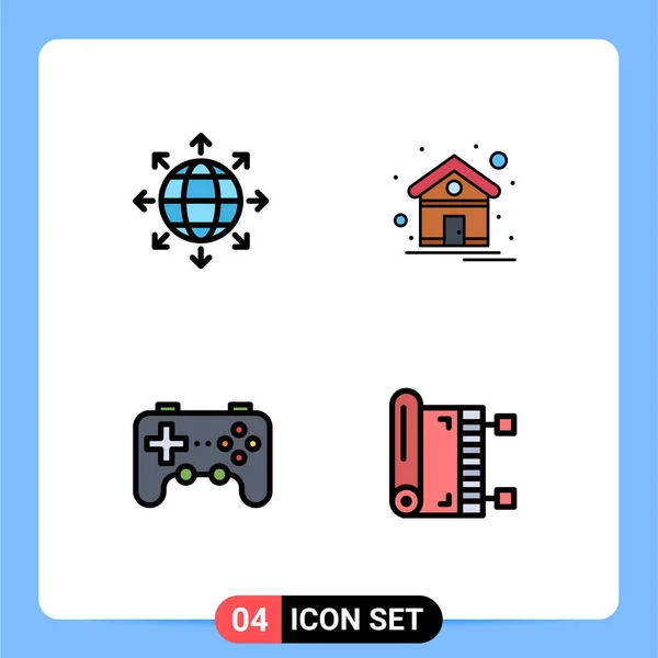 Pictogram Set Simple Filledline Flat Colors Connection Device World Homepage — Stock Vector