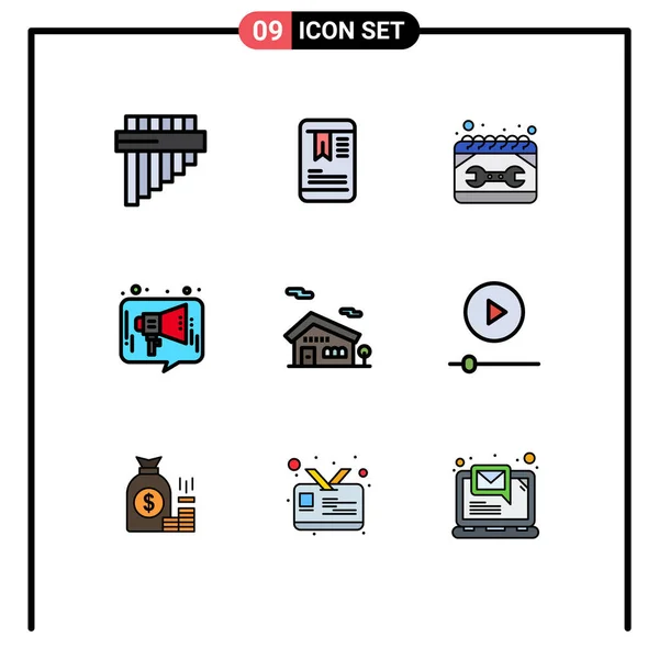 Universal Icon Symbols Group Modern Filledline Flat Színek Otthon Szociális — Stock Vector