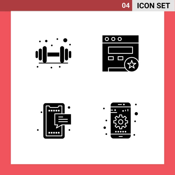 Stock Vector Icon Pack Line Signs Symbols Dumbbell Mobile Bookmark — Stockový vektor