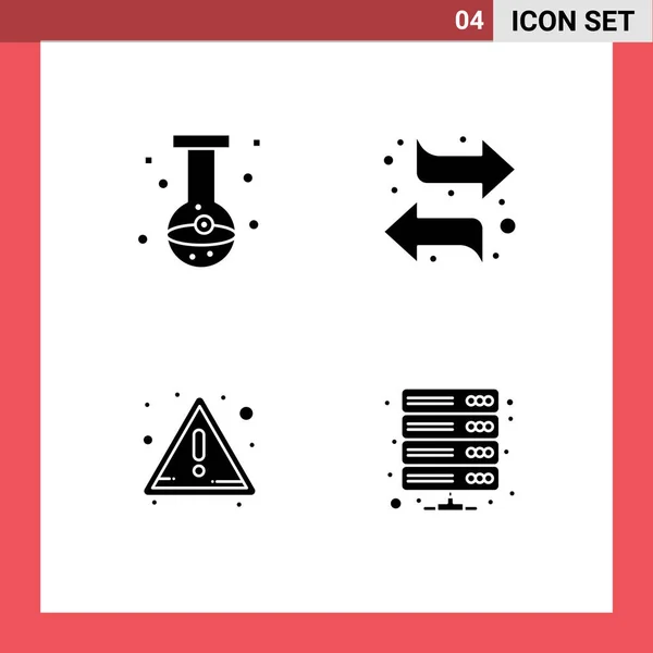 Groep Van Solid Glyphs Tekenen Symbolen Voor Bal Alert Oog — Stockvector