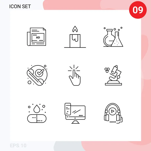 User Interface Outline Pack Modern Signs Symbols Gesture Click Tube — Stock Vector