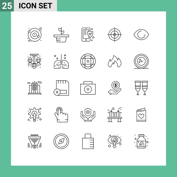 Universal Icon Symbols Group Modern Lines Human Eye Phone Sports — Stockový vektor