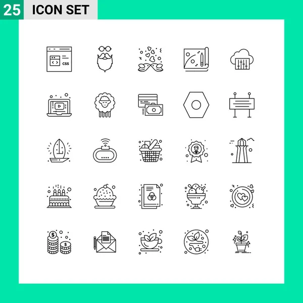 Stock Vector Icon Pack Líneas Signos Símbolos Para Nube Archivo — Vector de stock