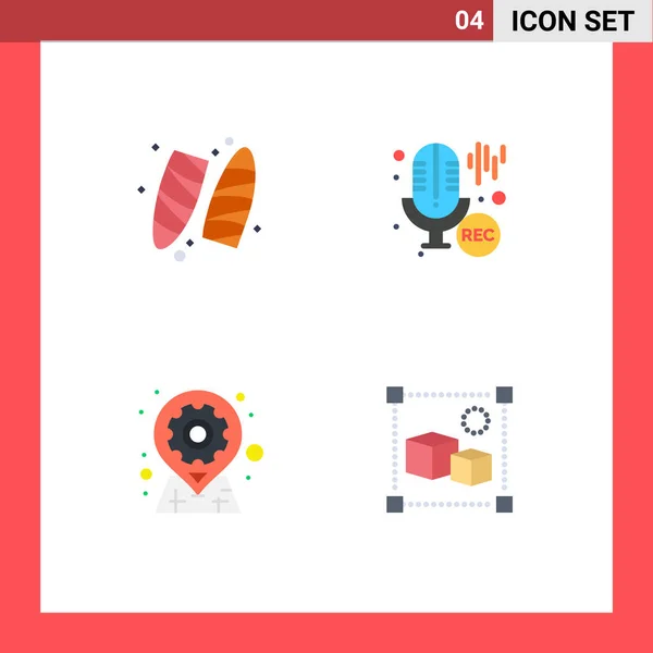 Group Flat Icons Signs Symbols Recreation Geo Surfing Professional Options — Stock Vector