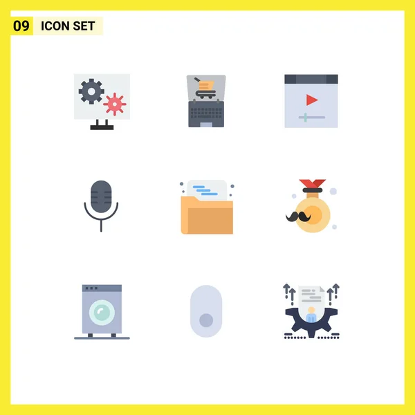 Universal Icon Symbols Grupo Modernos Colores Planos Seo Sonido Compras — Vector de stock