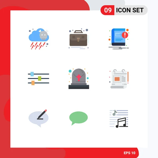 Set Moderno Colores Planos Símbolos Como Creativo Tumba Ebook Cementerio — Archivo Imágenes Vectoriales