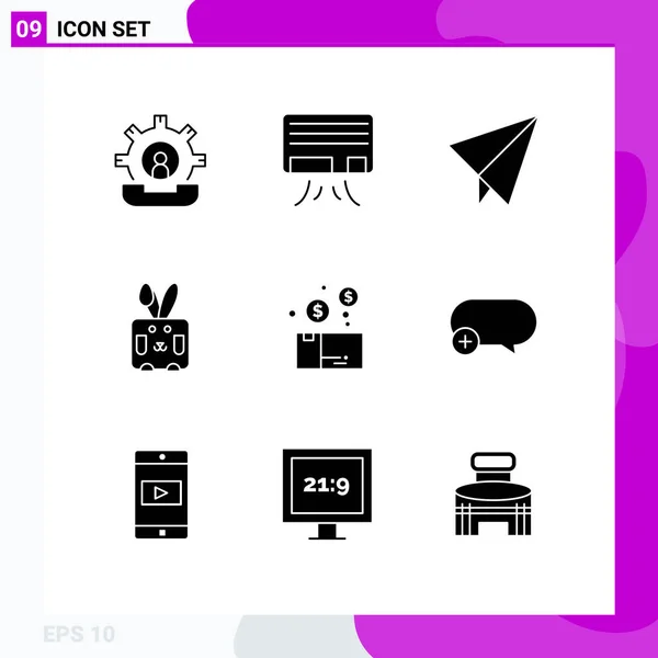 Universal Icon Symbols Group Modern Solid Glyphen Package Money Paper — Stockvektor