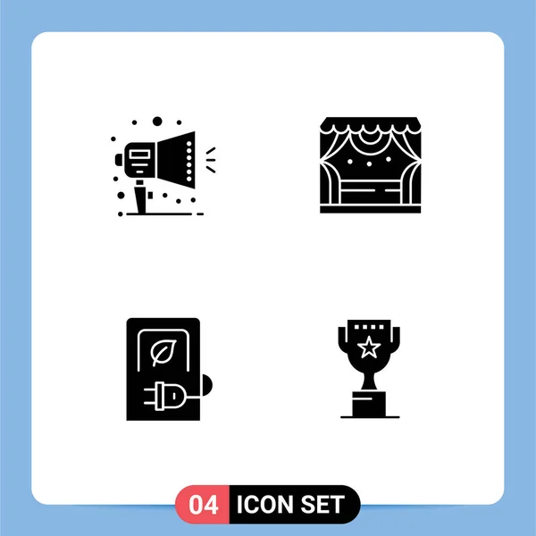 Modern Set Solid Glyphs Pictograph Announcement Charging Stage Stations Editable — Stock Vector