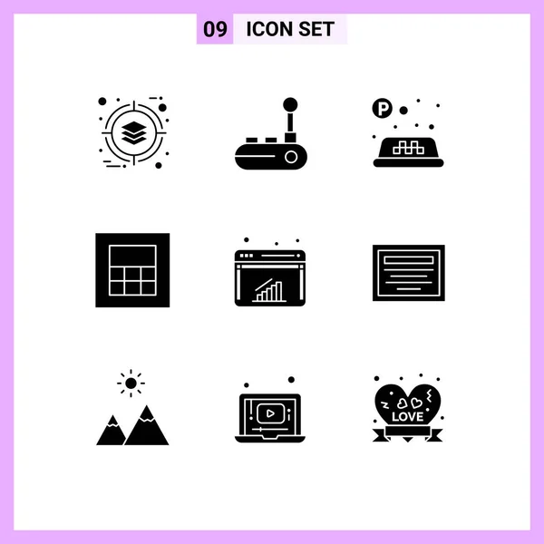 Mobile Interface Solid Glyph Set Pictograms Education Internet Sign Graph — Stock Vector