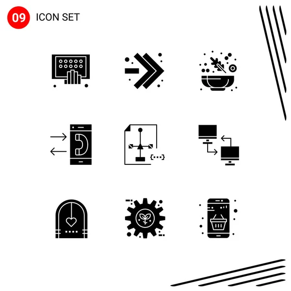 Set Icone Dell Interfaccia Utente Moderna Simboli Segni Sviluppare Uscita — Vettoriale Stock