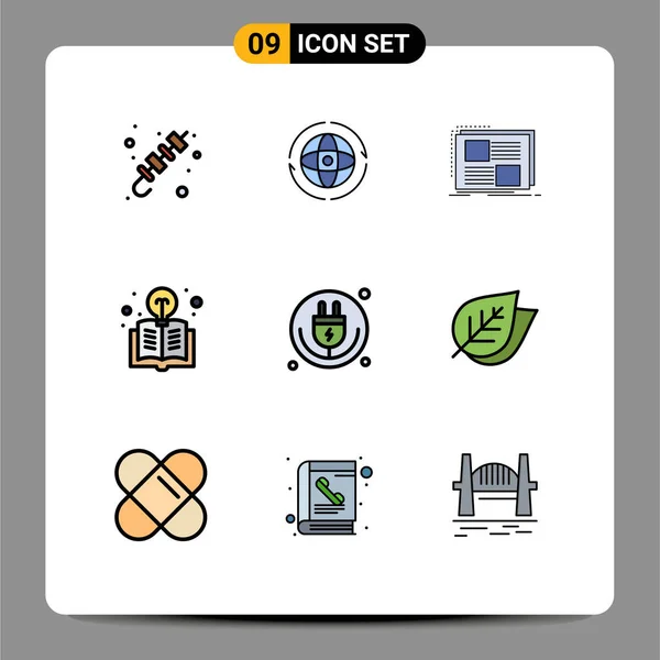 Universal Icon Symbols Group Modern Filledline Flat Színek Fény Könyv — Stock Vector