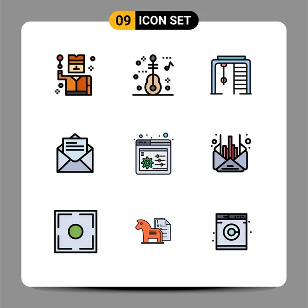 Universal Icon Symbols Group Modern Filledline Flat Colors Settings Web —  Vetores de Stock