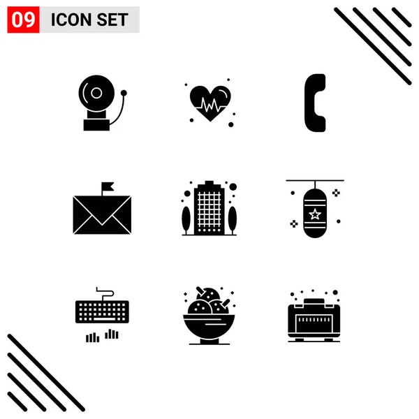 Creative Icons Modern Signs Symbols Property Building Phone Apartment Envelope — Stock Vector