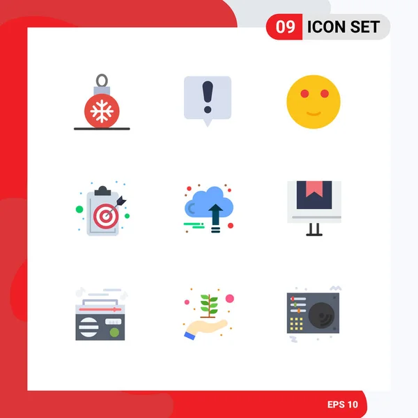 Set Moderno Colori Piatti Simboli Come Business Target Emoji Obiettivo — Vettoriale Stock