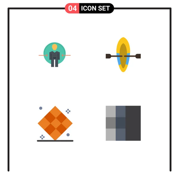 Group Modern Flat Icons Állítsa Ember Sakk Nyár Játék Szerkeszthető — Stock Vector