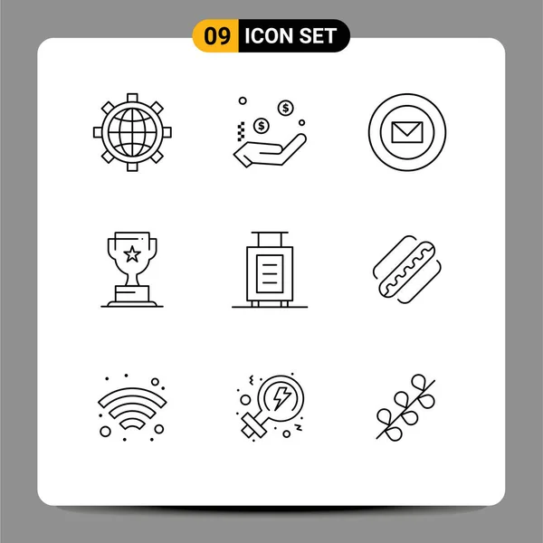 Pictogram Set Dari Ukuran Sederhana Dari Tas Kerja Pemasaran Surat - Stok Vektor