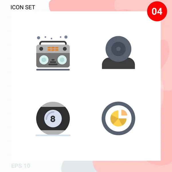 Universal Flat Icon Signos Símbolos Audio Balón Radio Gadget Línea — Vector de stock