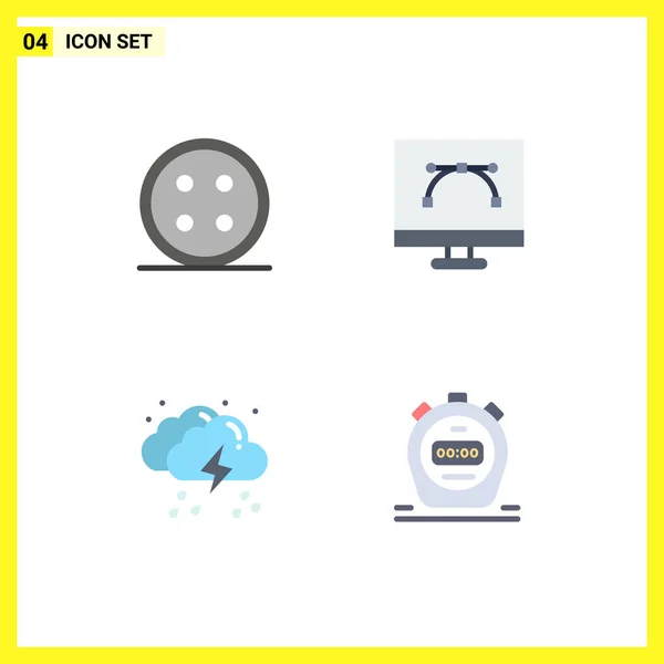 Mobile Interface Flat Icon Set Pittogrammi Accessori Penna Utensile Camicia — Vettoriale Stock