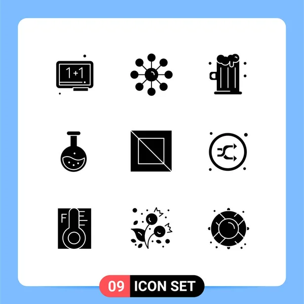 Set Vector Solid Glyphs Grid Education Science Skin Labe Food — Vector de stock