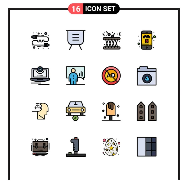 2014 Mobile Interface Flat Color Filled Line Set Pictograms Taxi — 스톡 벡터