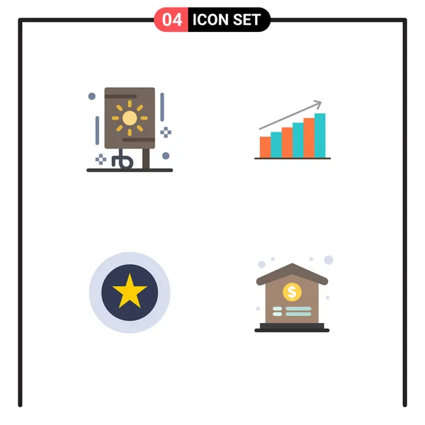 Conjunto Moderno Iconos Planos Símbolos Como Celebración Mercado Fiesta Análisis — Vector de stock