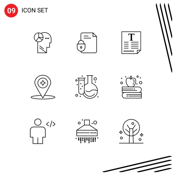 Set Modern Icons Symbols Signs Back School Navigation Internet Compass — Stock Vector